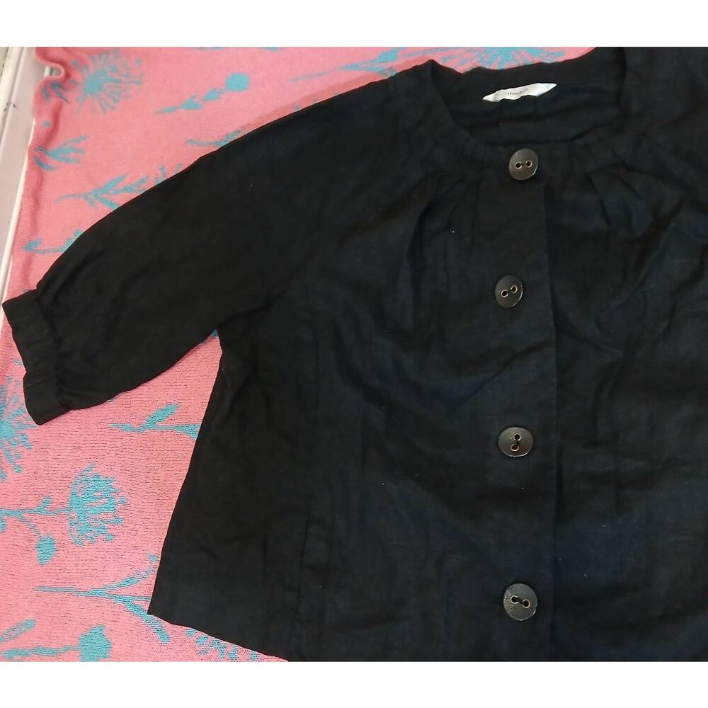 Cj banks womens xl linen jacket black spring summer lightweight 3/4 sleeve - Picture 3 of 9